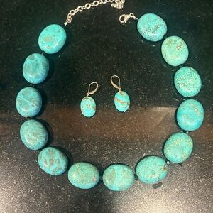 Queen Bee Turquoise Stone Necklace and Earring Set